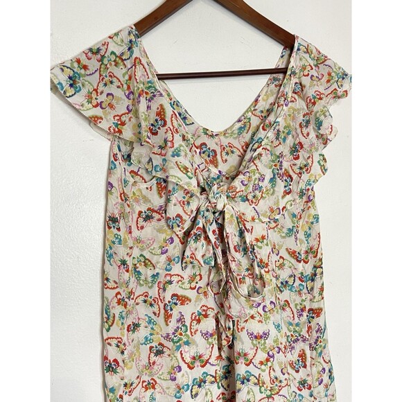 Zadig & Voltaire Reens Shift Butterfly Mini Dress Ruffled Silk Womens Small - Picture 5 of 6